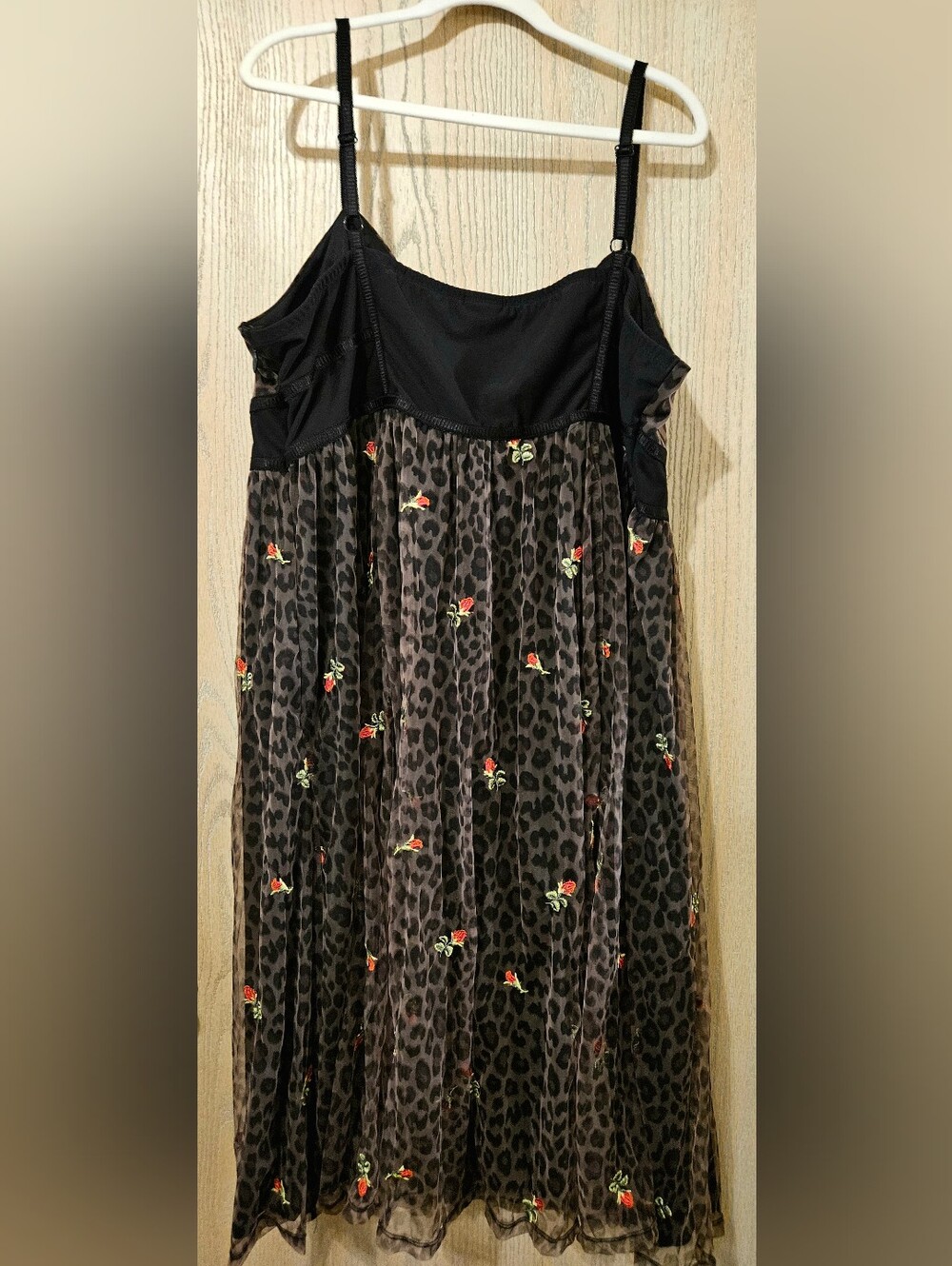Torrid x Betsey Johnson Brown Leopard Print Dress with Red Rose Embroidery - Picture 7 of 7